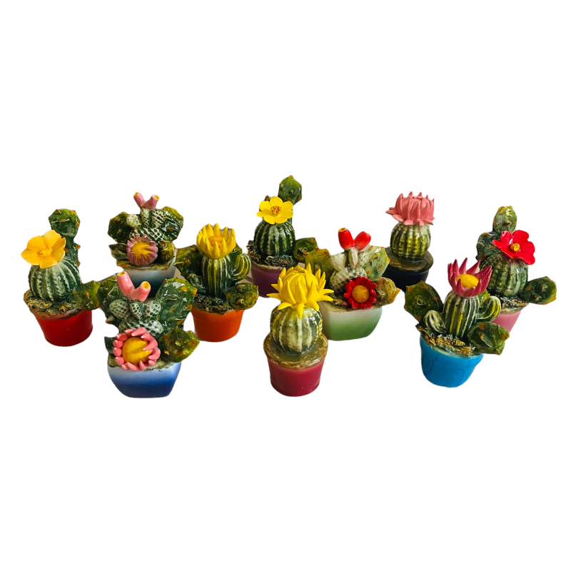 Sicilian plant in pot, succulent plant made of ceramic and decorated by hand - assorted models and decorations h10cm - 