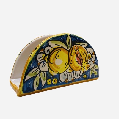 Porta tovaglioli ceramica Caltagirone, l 14  cm x h 7,5 cm ca. (1Unità) con 4 opzioni decoro - 