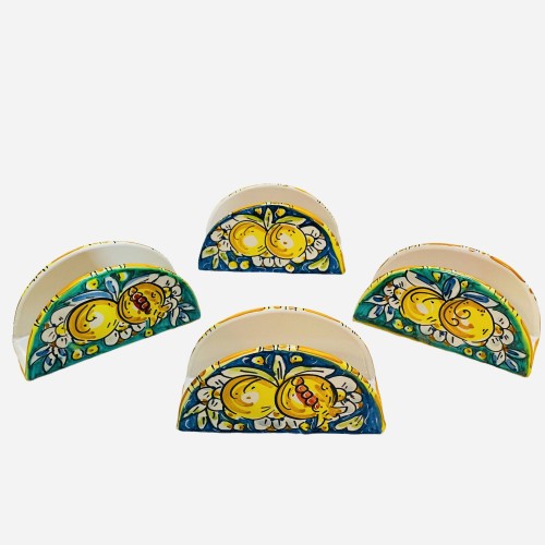 Caltagirone Keramik-Serviettenhalter, L 14 cm x H 7,5 cm ca. (1 Stück) mit 4 Dekorationsmöglichkeiten - 