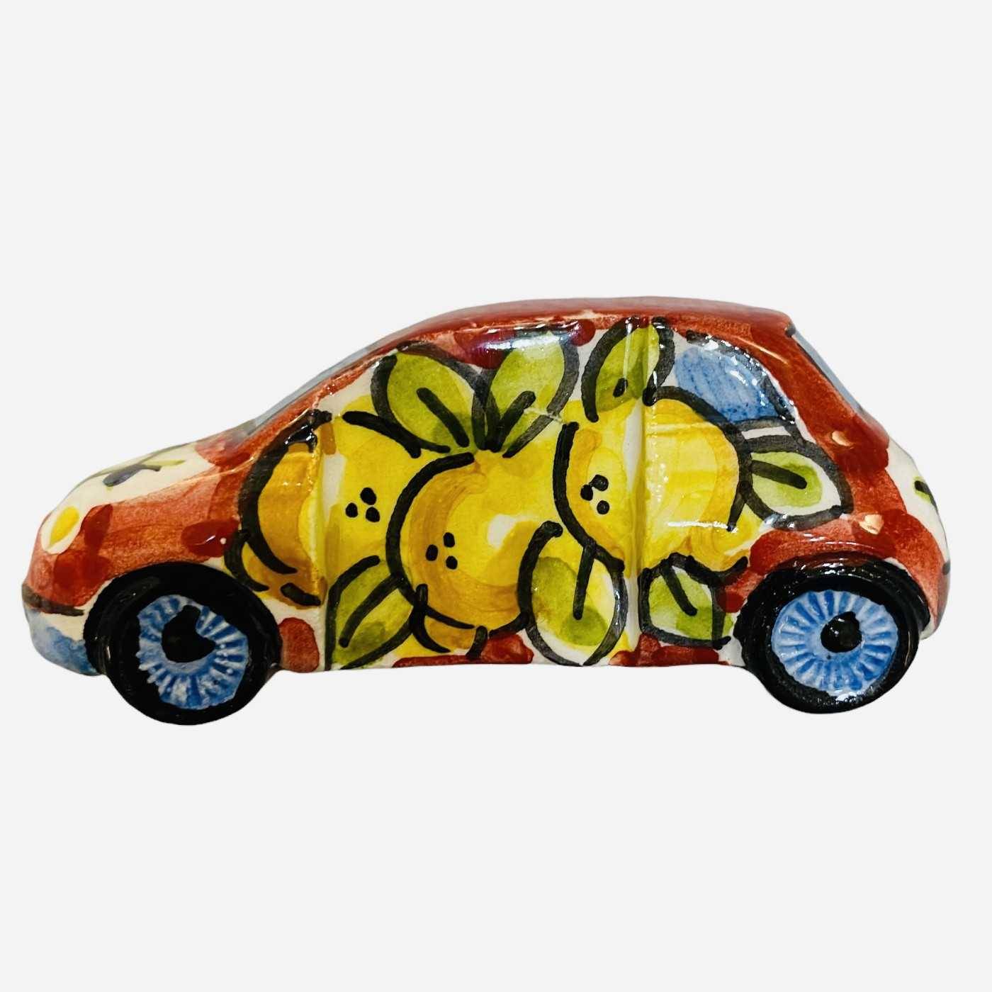 Aimant de voiture magnétique Cinquecento 500 Caltagirone en céramique  décoré à la main Décoration sicilienne - Mesure 7,5 x 3,5