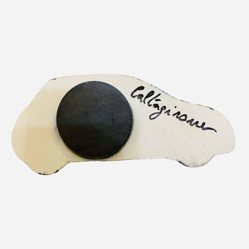 Ceramiczny magnes samochodowy Fiat 500, Caltagirone, dekoracja sycylijska, dł. 7,5 x 3,5 (1 sztuka) - 