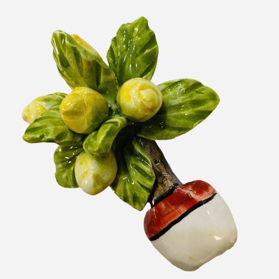 Íman Planta íman com Limões em relevo em cerâmica Caltagirone decorada à mão - Medidas 9x5 cm (1pç) - 