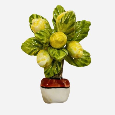 Magnet Magnet plant with Lemons in relief in hand-decorated Caltagirone ceramic - Measures 9x5 cm (1pc) - 