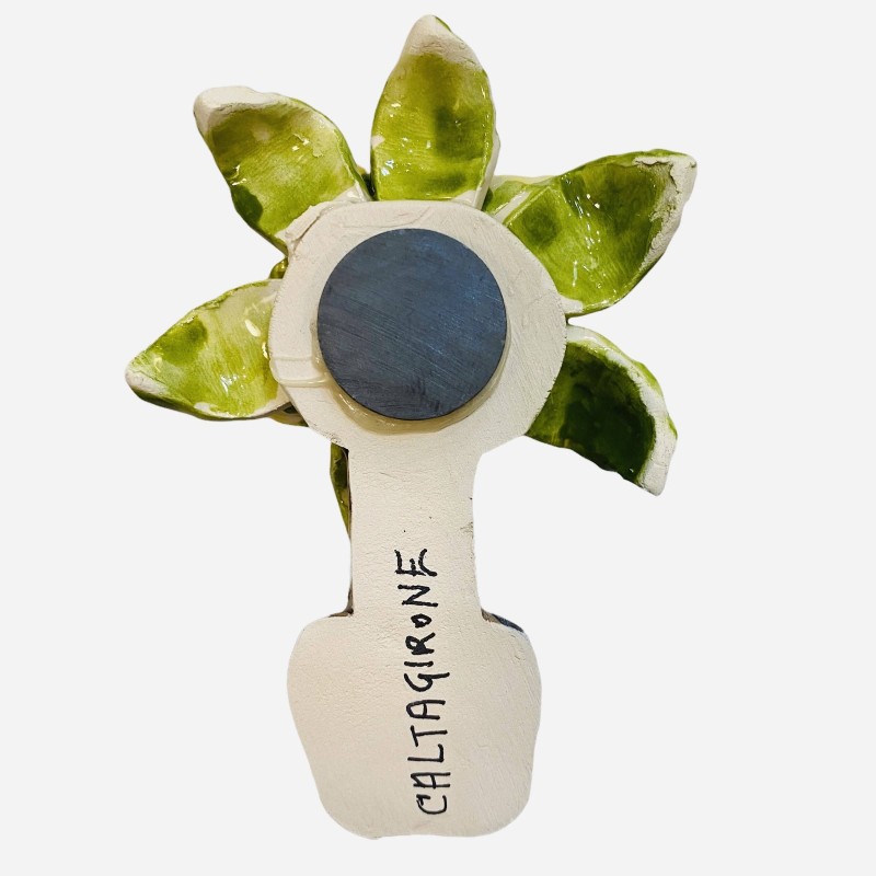 Magnet Magnet plant with Lemons in relief in hand-decorated Caltagirone ceramic - Measures 9x5 cm (1pc) - 
