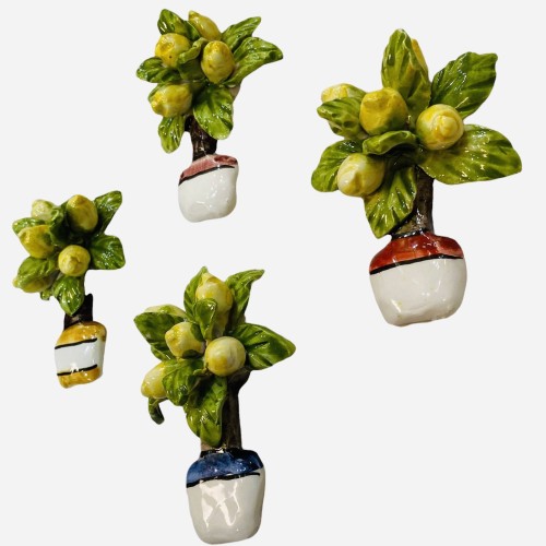 Imán Imán planta con Limones en relieve de cerámica Caltagirone decorada a mano - Medidas 9x5 cm (1ud) -  2