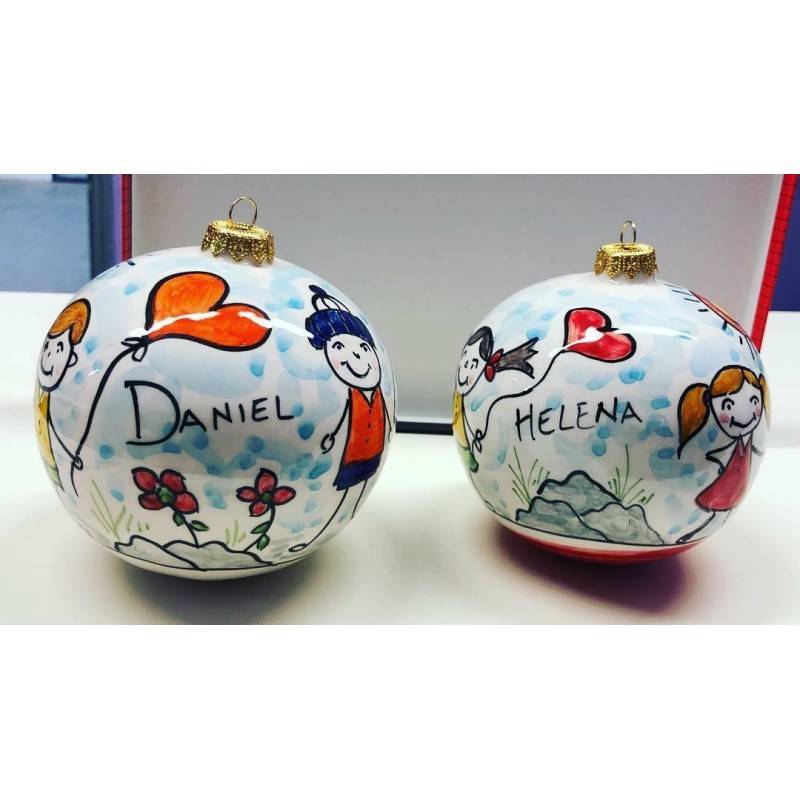 Douane kerstballen met naam en decoratie baby of baby - 