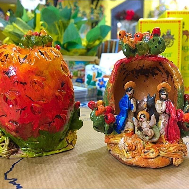 Artistic Sicilian nativity scene entirely made and decorated by hand - Fruits Collection: PEART - 