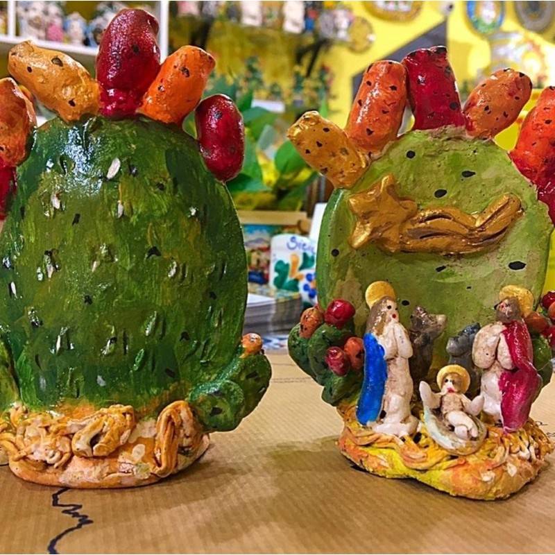 Artistic Sicilian nativity scene entirely made and decorated by hand - Fruits Collection: OPUNTIA - 