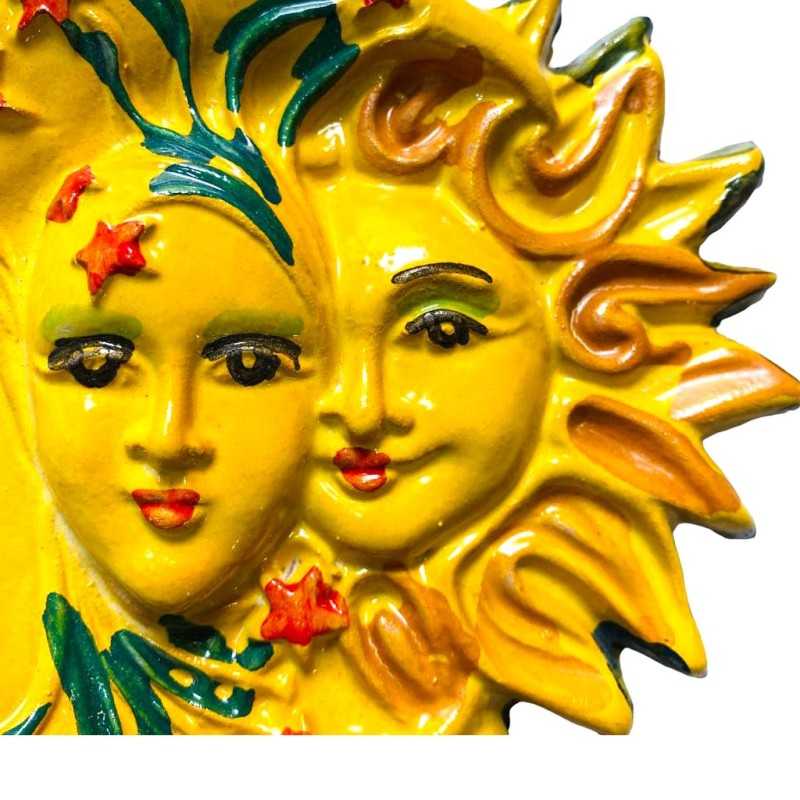 Eclissi Sole Luna ceramica interamente decorato dipinto a mano artigianato it 