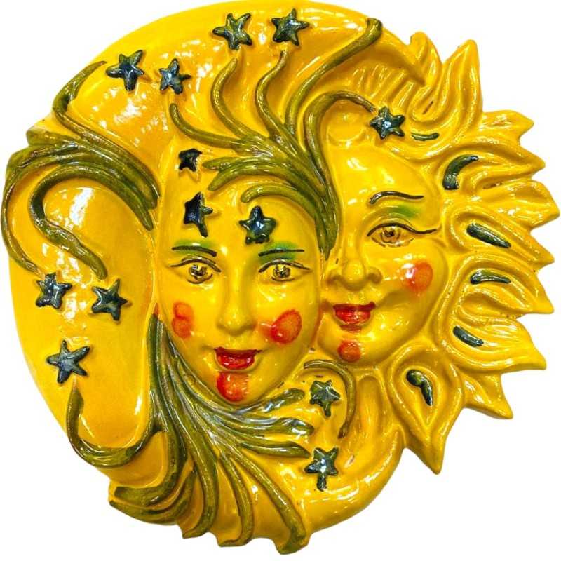 Disque en céramique sicilienne Éclipse, Soleil et Lune - diamètre 20 cm - 