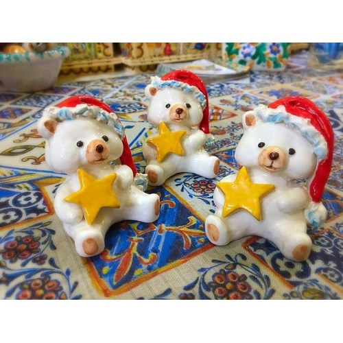 Christmas teddy bear in fine ceramic -  2