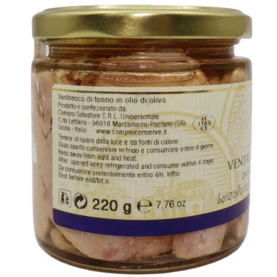 Sizilianischer Thunfischbauch in Olivenöl, 220g - 