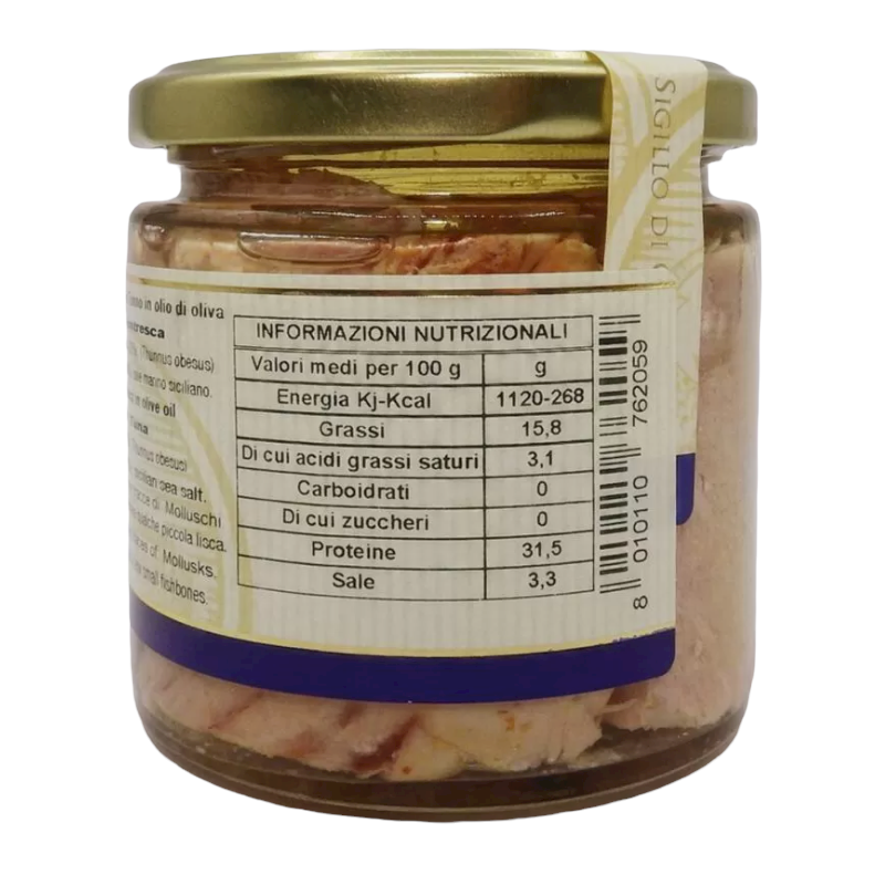 Poitrine de thon sicilienne à l'huile d'olive, 220g - 