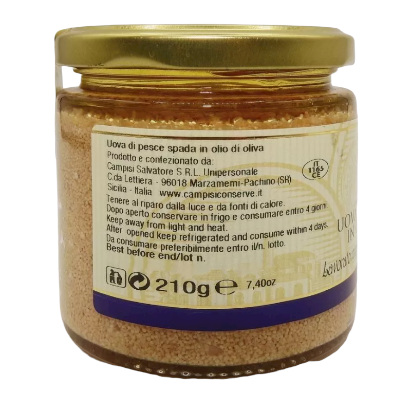 Huevas de pez espada siciliano en aceite de oliva, 2 opciones de tamaño (1 ud) - 