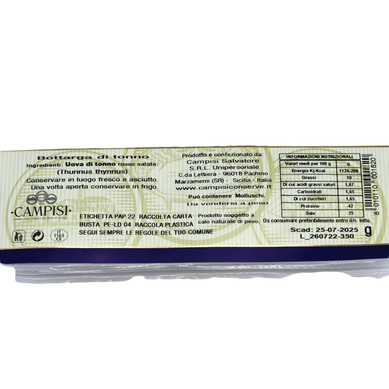 Trancio Bottarga di Tonno Rosso Siciliano di Alta qualità 120g ca. - 