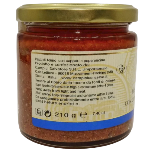 Siciliaanse tonijnpesto met kappertjes en chilipeper, 190 g 2