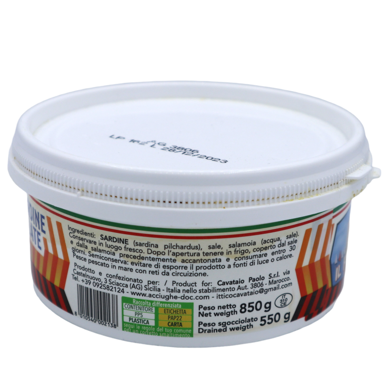 Gesalzene sizilianische Sardinen, fein 850 g - 