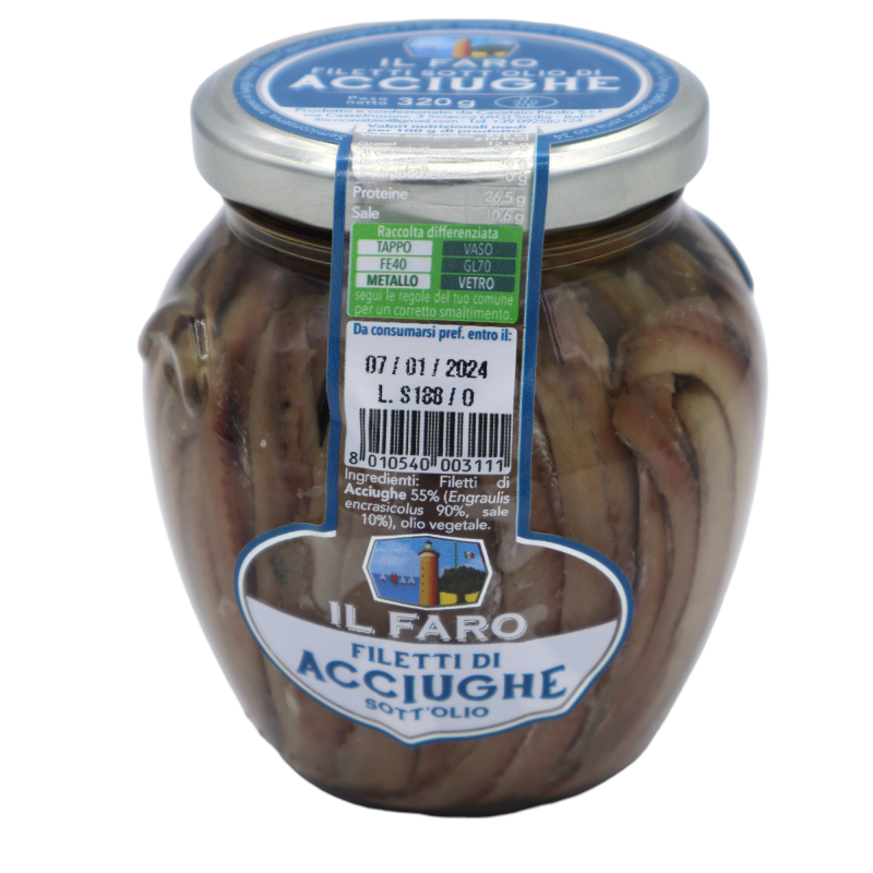 Fine Sicilian Anchovy Fillets, in oil 320g - 