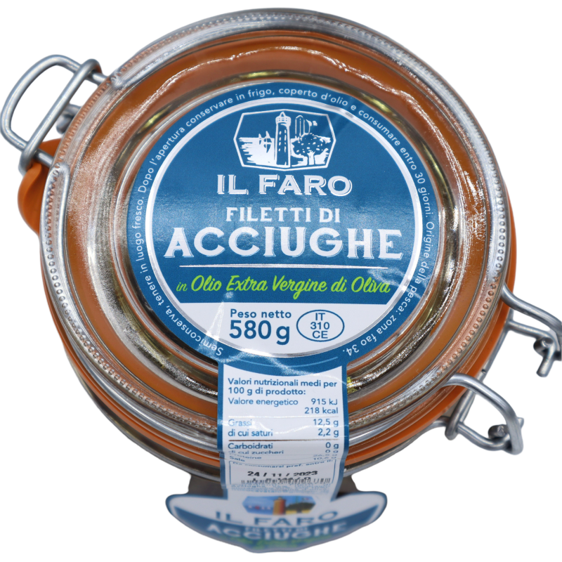 Filets d'anchois fins siciliens à l'huile d'olive extra vierge 580 g - 