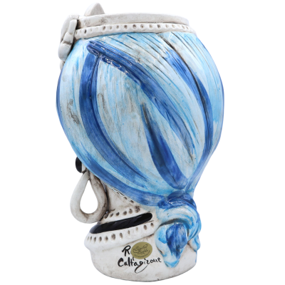 Cabeza de Moro de Caltagirone con friso, Fondo azul, Altura aproximada 28cm - Mod RP - 