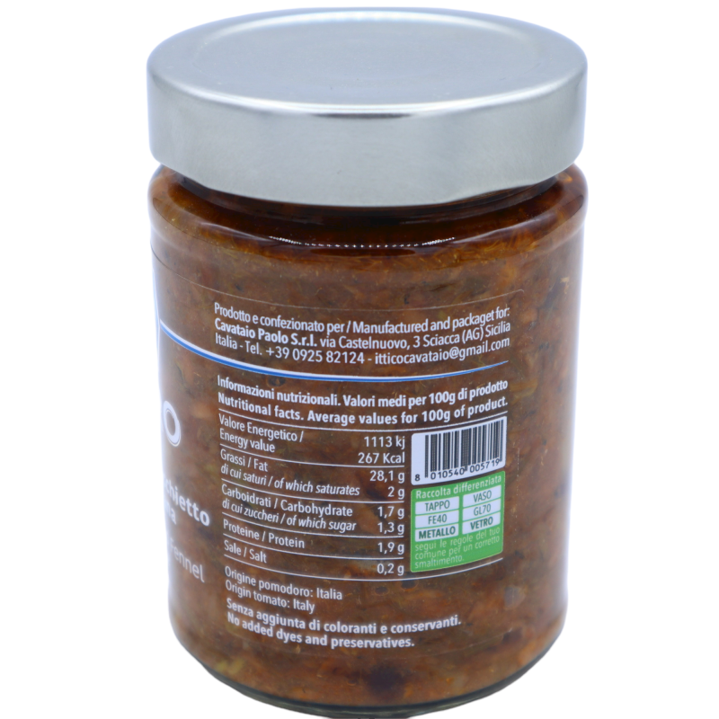 Salsa Artesanal de Sardinas e Hinojo, Estilo Palermo, 300g - 