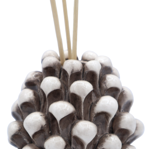 Pigna profumatore con gambo in Platino, porta-essenze in ceramica di Caltagirone - due misure disponibili -  2