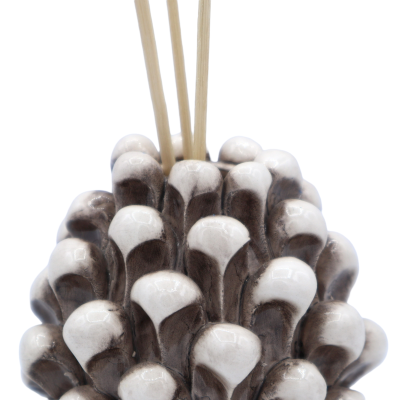 Cono de pino de fragancia con tallo de platino, soporte de esencia de cerámica Caltagirone - dos tamaños disponibles - 