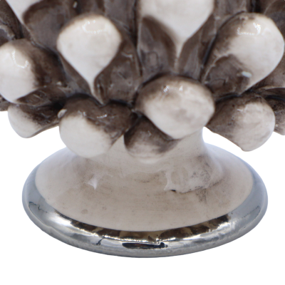 Cono de pino de fragancia con tallo de platino, soporte de esencia de cerámica Caltagirone - dos tamaños disponibles - 