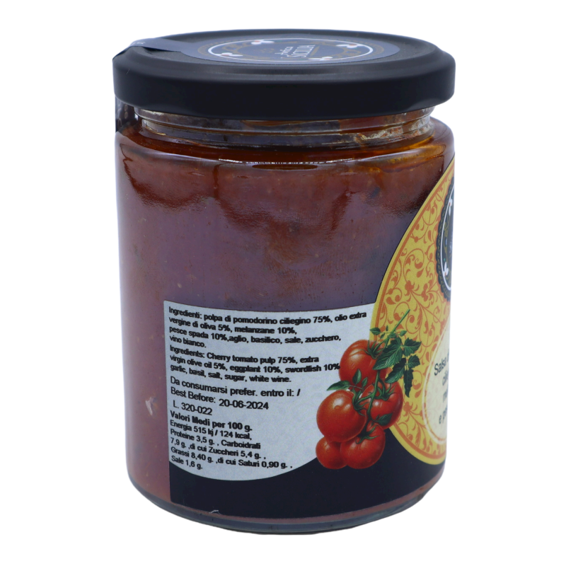Sauce Tomate Cerise Sicilienne, avec aubergines et espadon 280g