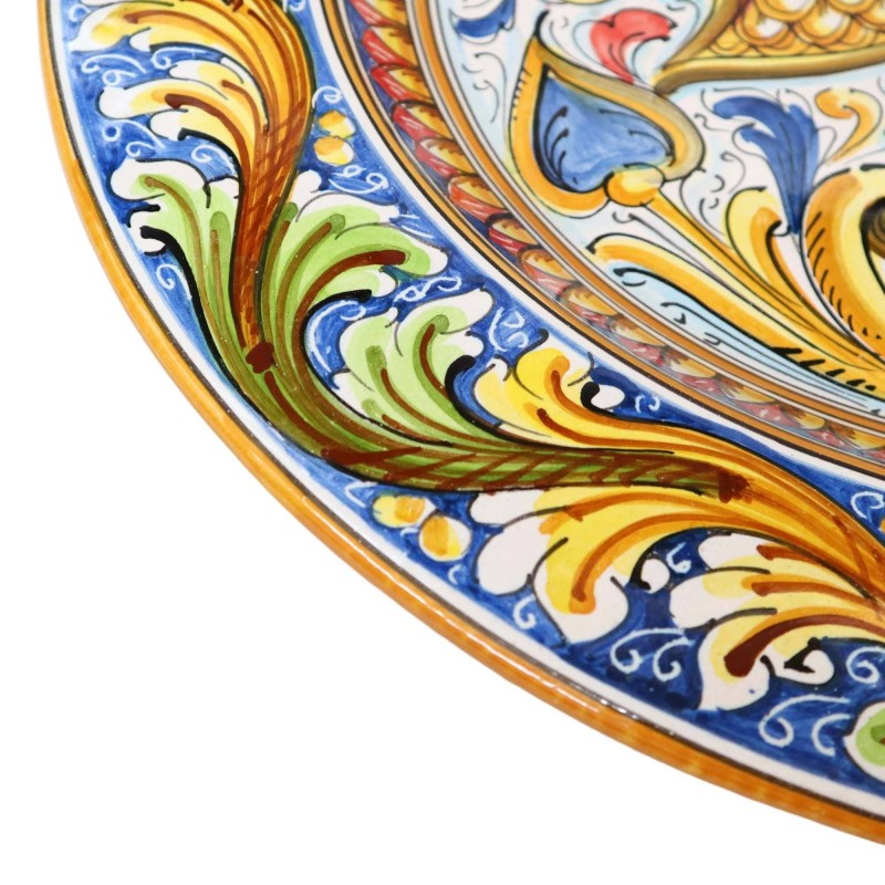 Caltagirone ornamental plate, Paladino decoration in Sicilian Baroque style, diameter approx. 55cm Model Bor. - 