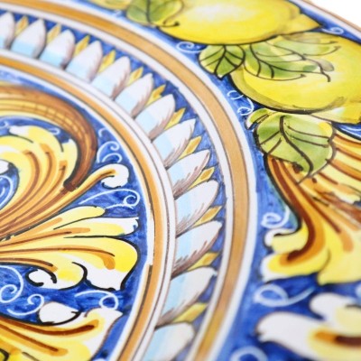 Assiette à rabat ornementale Caltagirone - Ø environ 55 cm Décoration citron de style baroque sicilien - 