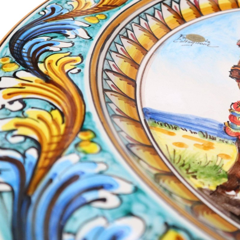 Caltagirone ornamental plate, Sicilian Carretto decoration in Sicilian Baroque style, diameter approx. 55cm Mod. BR. - 