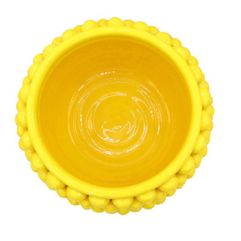 Jarra Caltagirone Mezza Pigna na cor amarela e haste decorada, mede Ø 23 x h23 cm aprox. Mod TD - 