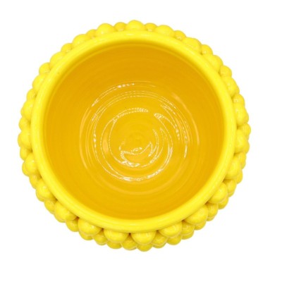 Jarra Caltagirone Mezza Pigna na cor amarela e haste decorada, mede Ø 23 x h23 cm aprox. Mod TD - 