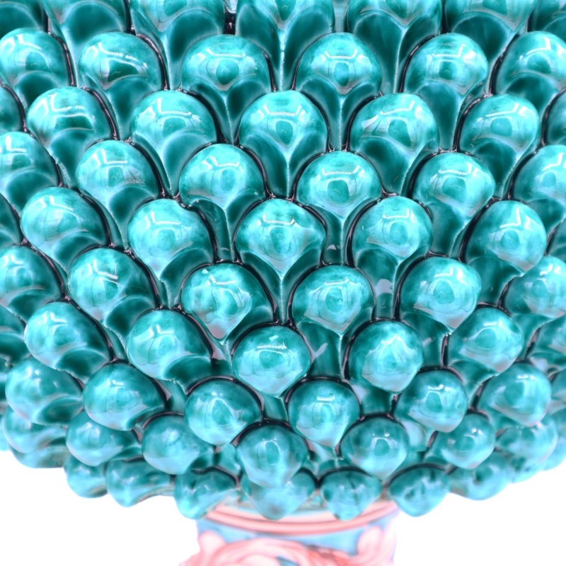 Vase Half Pigna Caltagirone färg Verderame och Gambo dekorerade, Mätningar d30 x h30 cm ca. TD - 