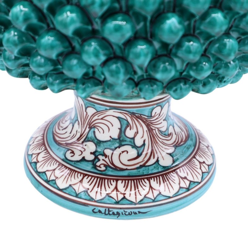Vase Half Pigna Caltagirone color Verderame i Gambo ozdobili, Measures d30 x30 cm approx. TD - 