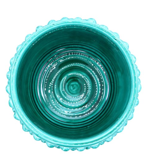 Vaso meio Pigna Caltagirone na cor verdigris e haste decorada, Medidas d30 x h30 cm aprox. Mod TD -  2