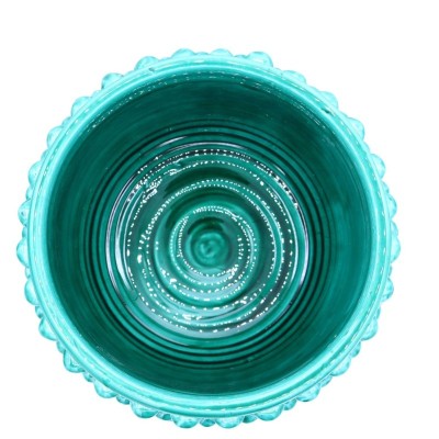 Vaso meio Pigna Caltagirone na cor verdigris e haste decorada, Medidas d30 x h30 cm aprox. Mod TD - 