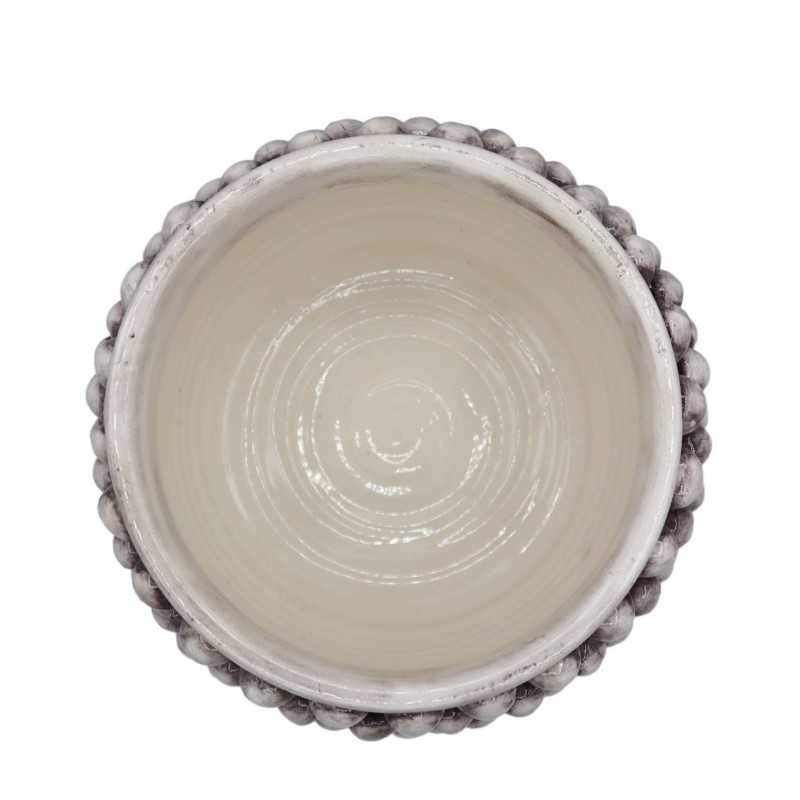 Vase Half Pigna Caltagirone color Bianco Anticato i Gambo ozdobili, Measures of 25 x h25 cm approx. TD - 