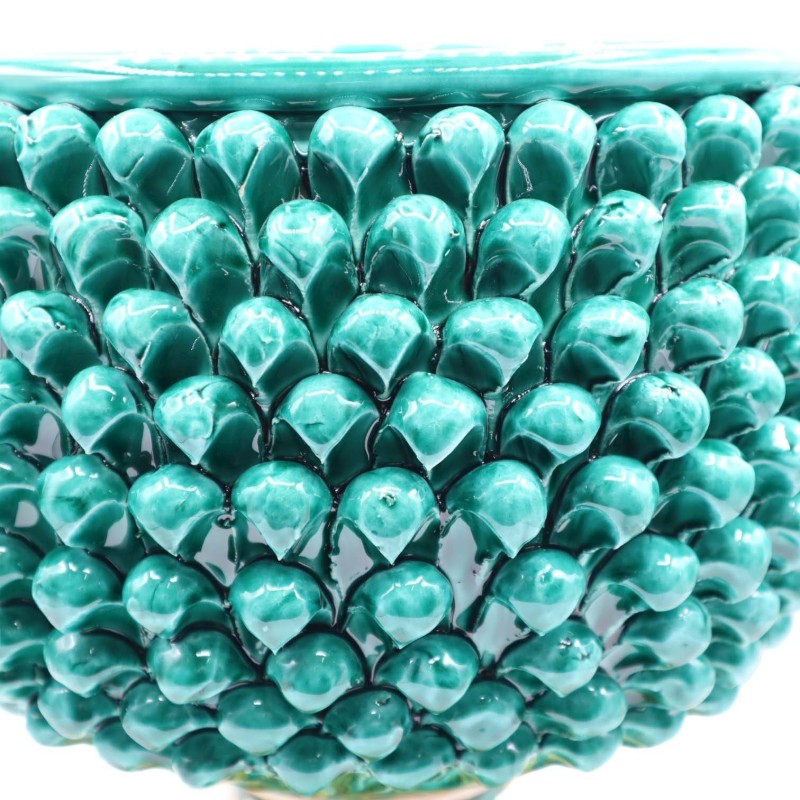 Vase Demi Pigna Caltagirone Verderame, 4 options de tailles (1pc) tige avec décoration baroque et palmette - 