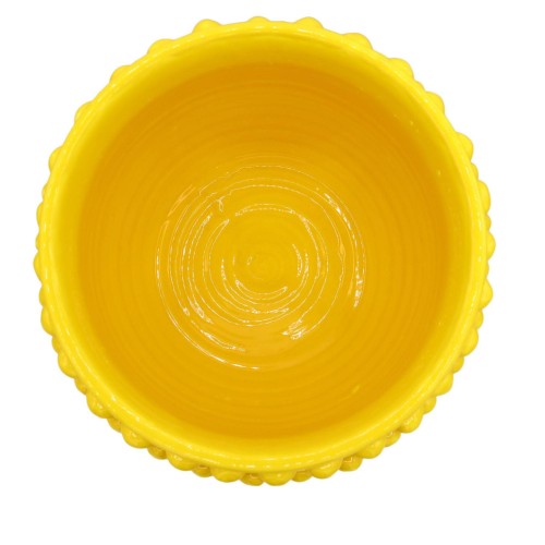 Vase Half Pigna Caltagirone color Yellow i Gambo ozdobiony, Measures d30 x h30 cm approx. TD -  2