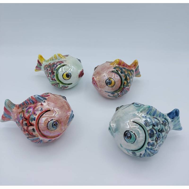 Caltagirone puffer fish decorated by hand and finished with mother-of-pearl enamel - a subject of your choice - 
