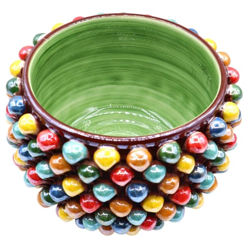 Mehrfarbiger Pigna-Übertopf, Caltagirone-Keramik, Perlmuttglasur, 3 Größenoptionen (1 Stück) MD1 -  2