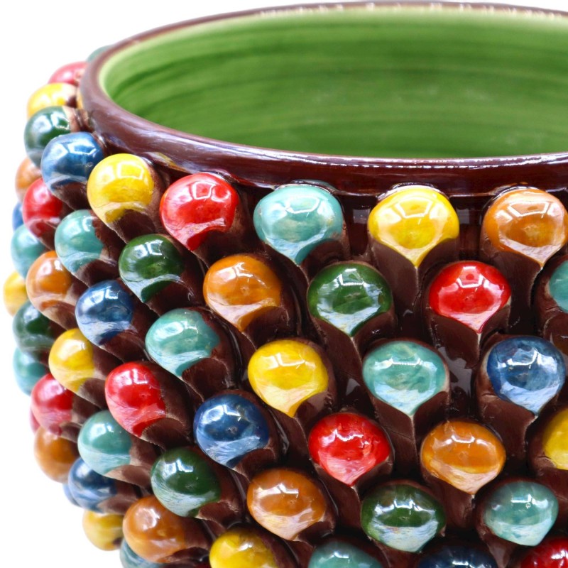 Cachepot Pigna Multicolore, ceramica Caltagirone, smalto Madreperla, 3 opzioni misura (1Unità) MD1 - 