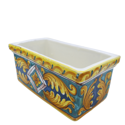 Cassetta vaso rettangolare in Ceramica Caltagirone, decoro barocco e geometrico, in cinque opzioni dimensioni - (1Unità)