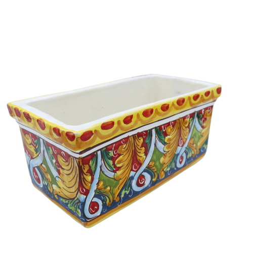 Jarrón rectangular de Cerámica Caltagirone, decoración barroca y geométrica, en cinco opciones de tamaño - (1 ud.) -  2