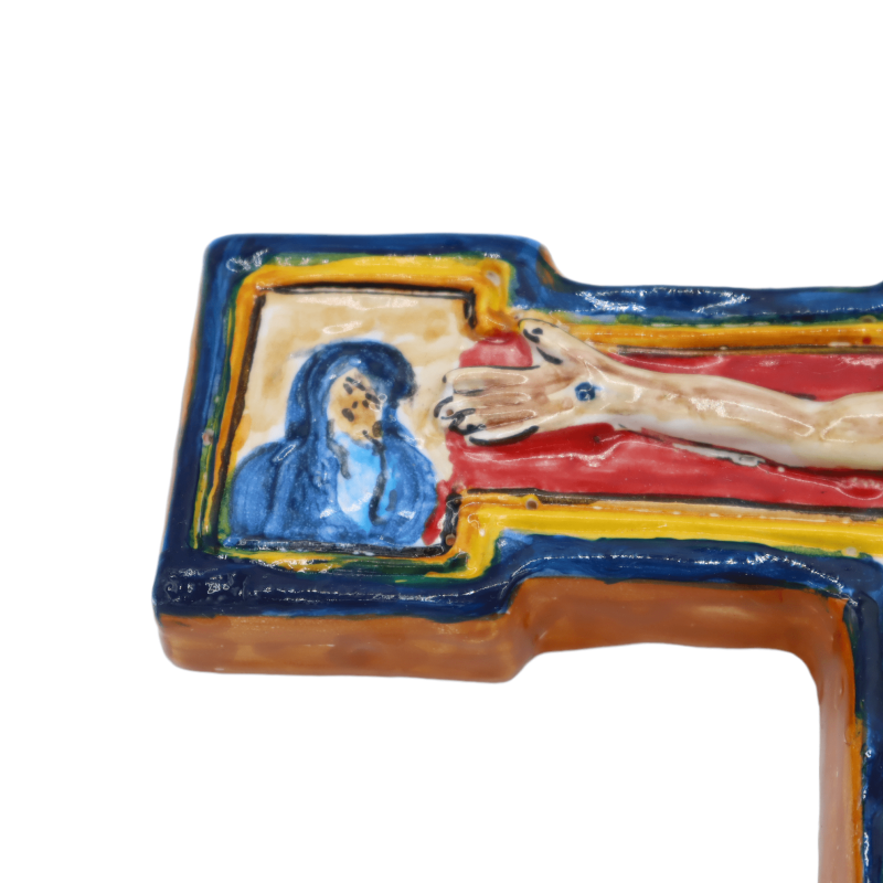 Korsfästning av San Benedetto i Ceramica Siciliana, dekorerad för hand, åtgärder h 33 cm ca. Mod BN - 