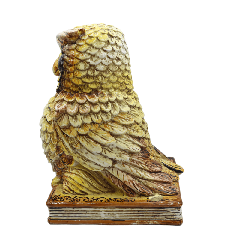 Owl on Book, Caltagirone Ceramics, Yellow, in various sizes (1pc) - 