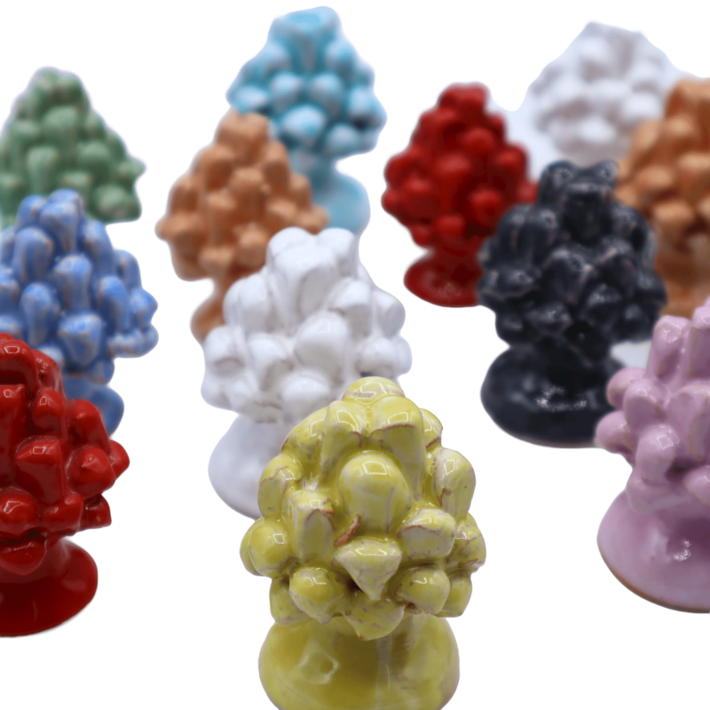 Tannenzapfen aus Caltagirone-Keramik, H 5/6 cm, in verschiedenen Farben – 100 % handgefertigt - 