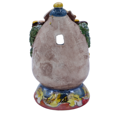 Handmade nativity scene, in egg, in fine Caltagirone ceramic, decorations in 24k pure gold, approx. h13.5 cm. Form NF - 
